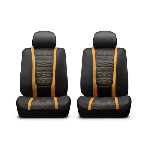 Auto Drive Racing Orange Faux Leather Seat Cover for Most Cars-2 Pack, Universal Fit