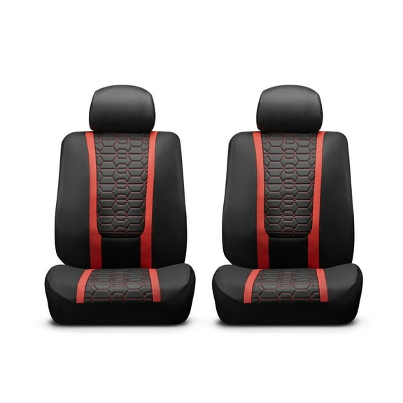 Auto Drive Racing Red Faux Leather Seat Cover for Most Cars, SUVs and Trucks. - 2 Pack, Universal fit