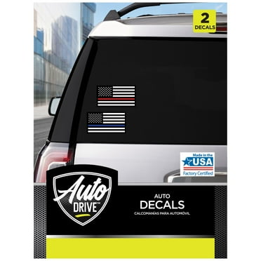 Auto Drive Red and Blue Line USA Flag Decals Set of 2 Vinyl Car Stickers