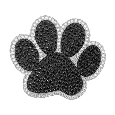 Auto Drive Rhinestone Animal Paw Vinyl Car Sticker Decal, Black, White, 4.5” x 5.25”, 1 Pc