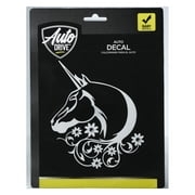 Auto Drive Rhinestone Unicorn Vinyl Car Sticker Decal, White, 5” x 4.5”, 1 Pc