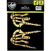 Auto Drive Skull Hand Decals - Set of 2 Gold Chrome Vinyl Car Stickers