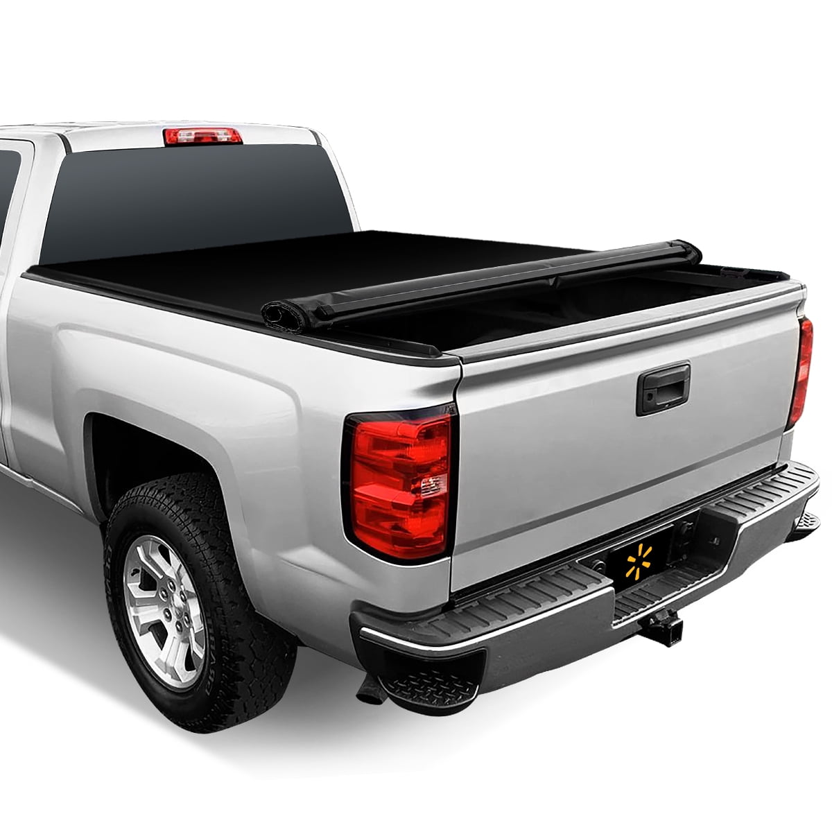 Auto Drive WMT-RU-28001 Soft Roll up Truck Tonneau Cover, Black, Heavy-Duty, 6.6' 1 Piece For 2010-2023 Silverado, Sierra 1500 & 2014-2017 2500 3500