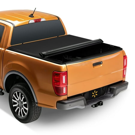 Auto Drive WMT-RU-52001 Soft Roll-Up Truck Tonneau Cover Vinyl Black, Heavy-Duty, 5 ft L 60 in x W 10 in, 1 Piece
