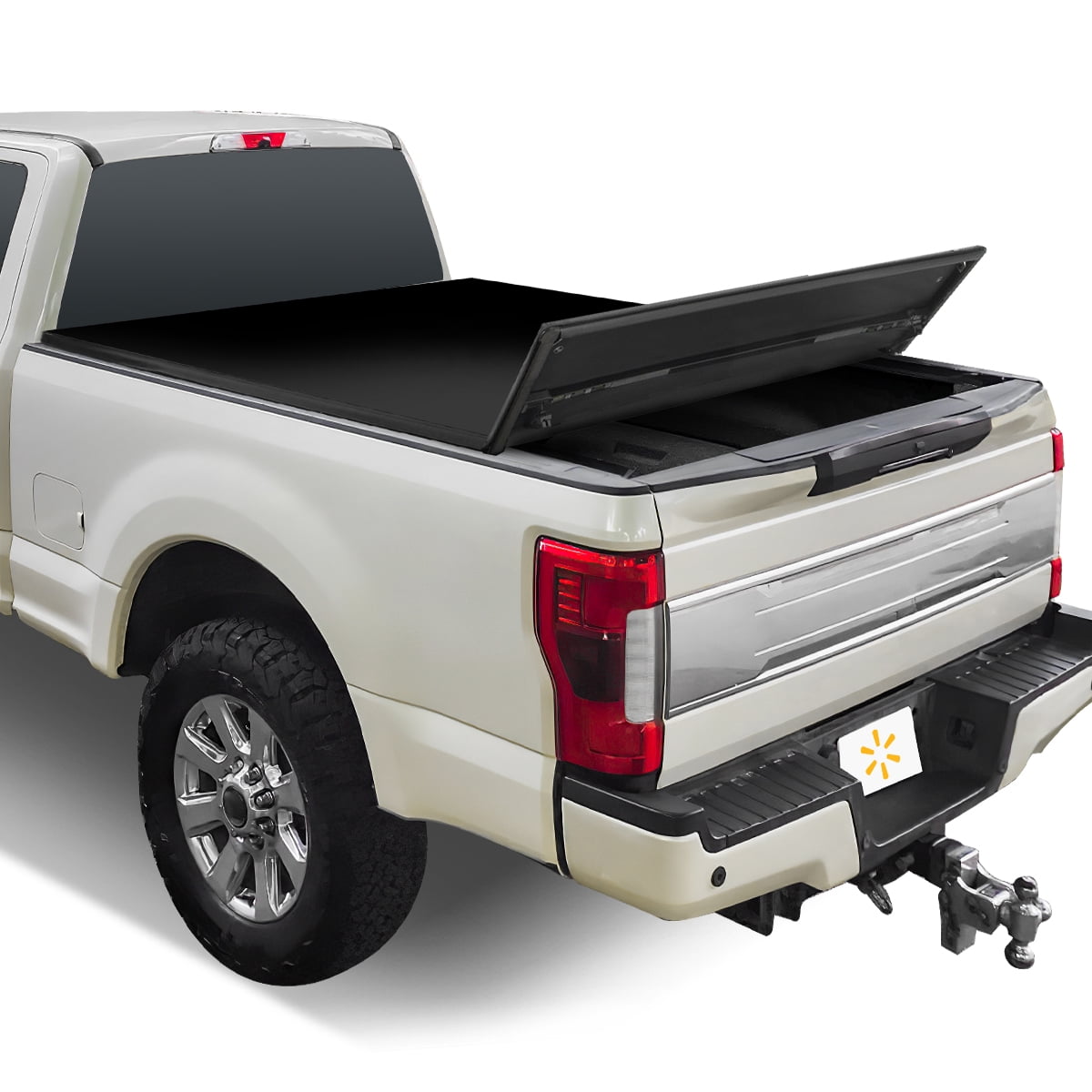 Auto Drive WMT-TRISOFT-15001 Soft Folding Truck Tonneau Cover, Vinyl Black, Heavy Duty, 6' 8", 1 Pieces