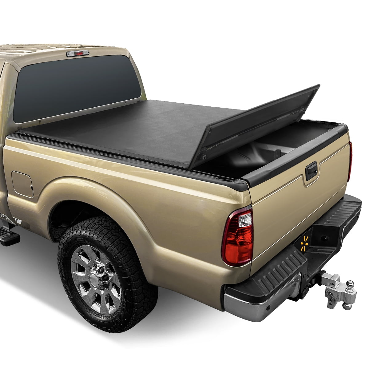 Auto Drive WMT-TRISOFT-5001 Soft Tri Fold Truck Bed Tonneau Cover, Aluminum Black, Heavy-Duty, 6.5 ft, 1 Piece