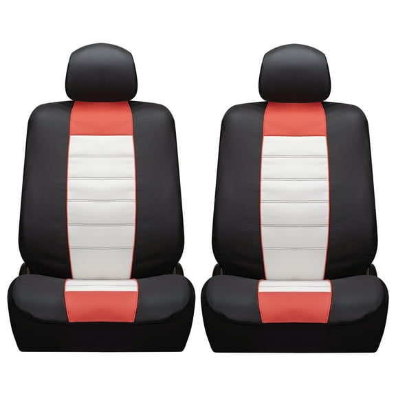 Auto Drive Sport Red Faux Leather Seat Cover for Cars, Trucks, SUVs and CUVs - 2 Pack, Universal Fit