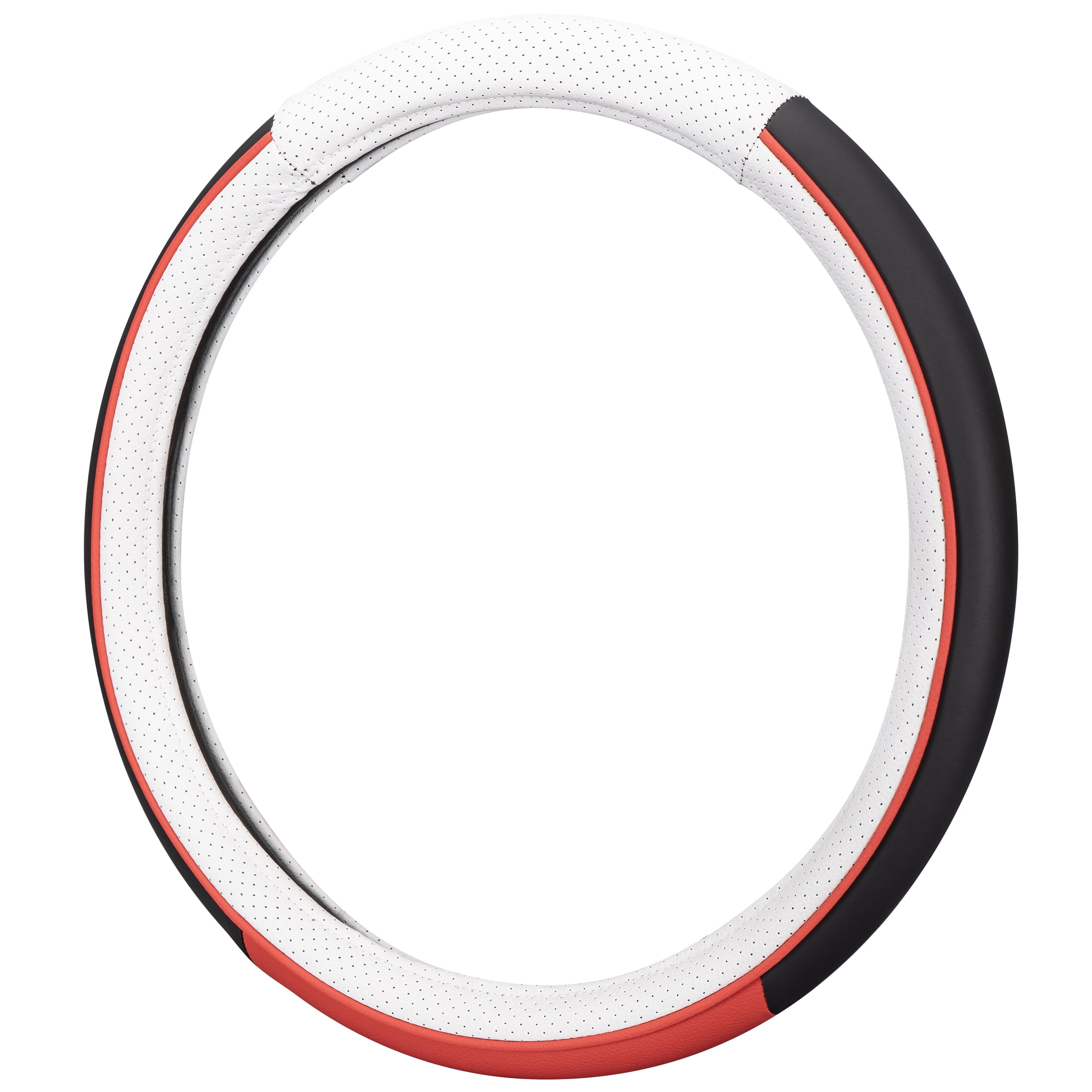 Auto Drive Sport Red Faux Leather Universal Steering Wheel Cover