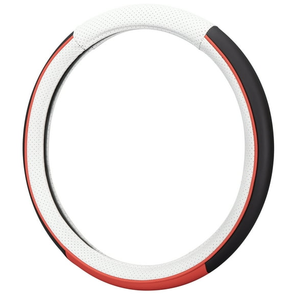 Auto Drive Sport Red Faux Leather Universal Steering Wheel Cover