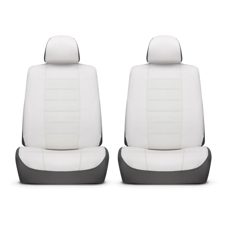 Auto Drive Sport White Faux Leather Seat Cover for Cars-2 Pack
