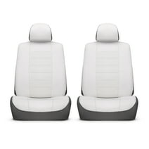Auto Drive Sport White Faux Leather Seat Cover for Cars-2 Pack Universal Fit