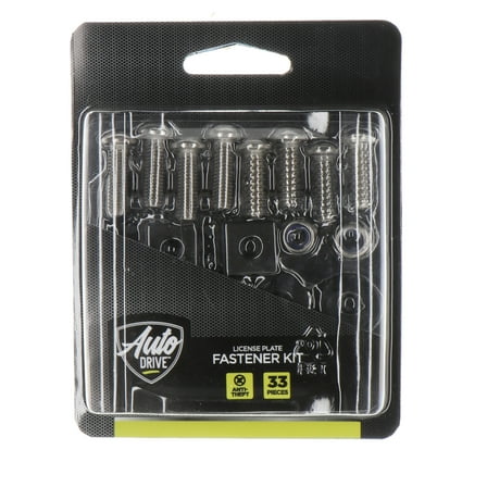 Auto Drive Stainless Steel Anti-Theft License Plate Frame Mounting Kit, 93390W