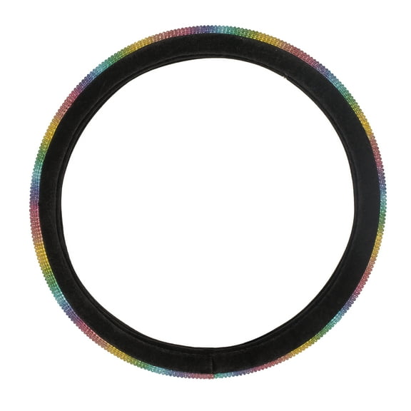 Auto Drive  Steering Wheel Cover - Rainbow Diamond Leather - Universal Fit - 14.5''-15''  -22WMD09