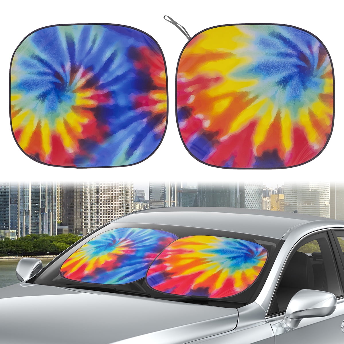 Auto Drive Tie-Dyeing Twist Car Windshield Sun Shade, Product Size  28.5''x31.5''