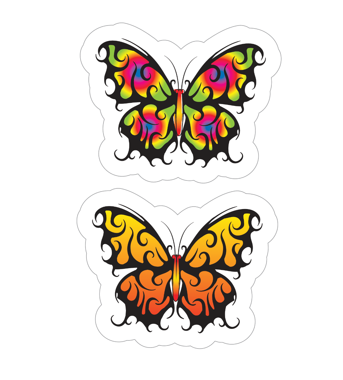 Auto Drive Tribal Butterfly Vinyl Automotive Decal Kit, 4.5” x 4.5”, 2 Piece Set