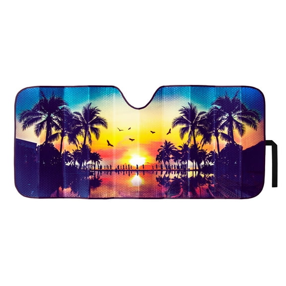 Auto Drive Tropical Accordion Sunshade Universal Size 1 pack, 63'' x 28.5''