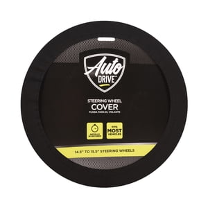 Auto Drive Universal Neoprene Steering Wheel Cover, Black