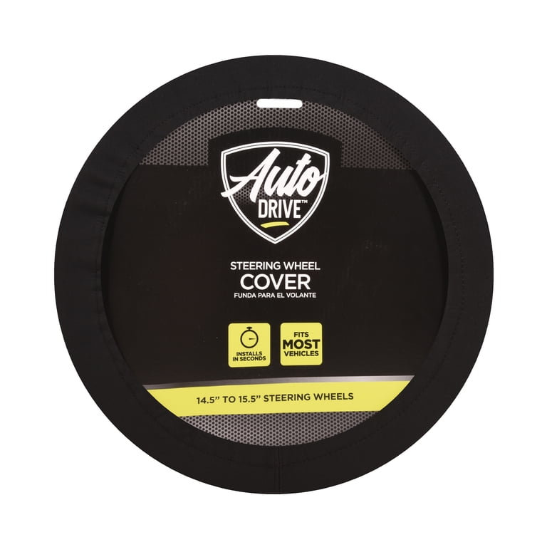 Auto Drive Universal Neoprene Steering Wheel Cover, Black photo 1