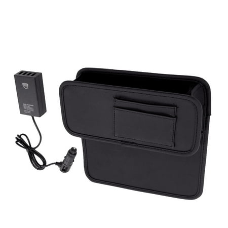 Auto Drive Universal Black Seat Gap Organizer 11"x 9.64" x 10.82" with 4 USB Ports