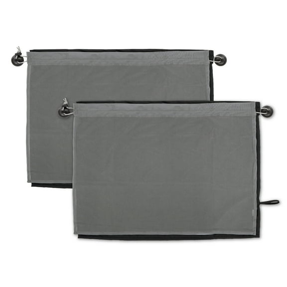 Auto Drive Universal Side Window Suction Cups Grey Curtain Sun Shade 2 Counts , 26" x 19.68"