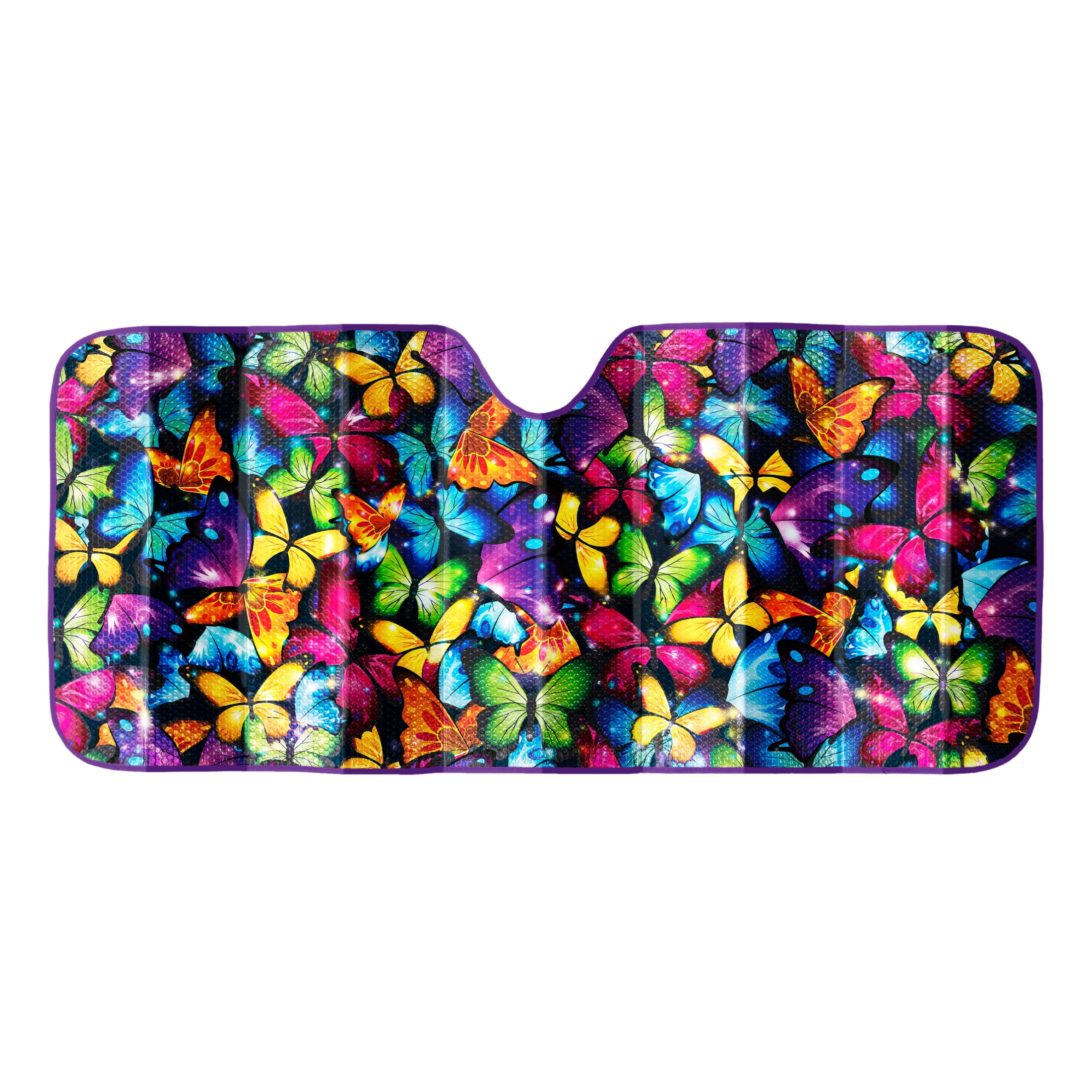 Auto Drive Vehicle's Windshield Fit Butterfly Accordion Sun Shade AD021703M2 1 Pack, 63'' x 28.