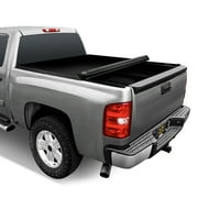Auto Drive WMT-RU-21001 Soft Roll up Truck Tonneau Cover, Vinyl Black, Dustproof, 5.75Ft Bed 54.4 L x 53.3 W, 1 Pieces