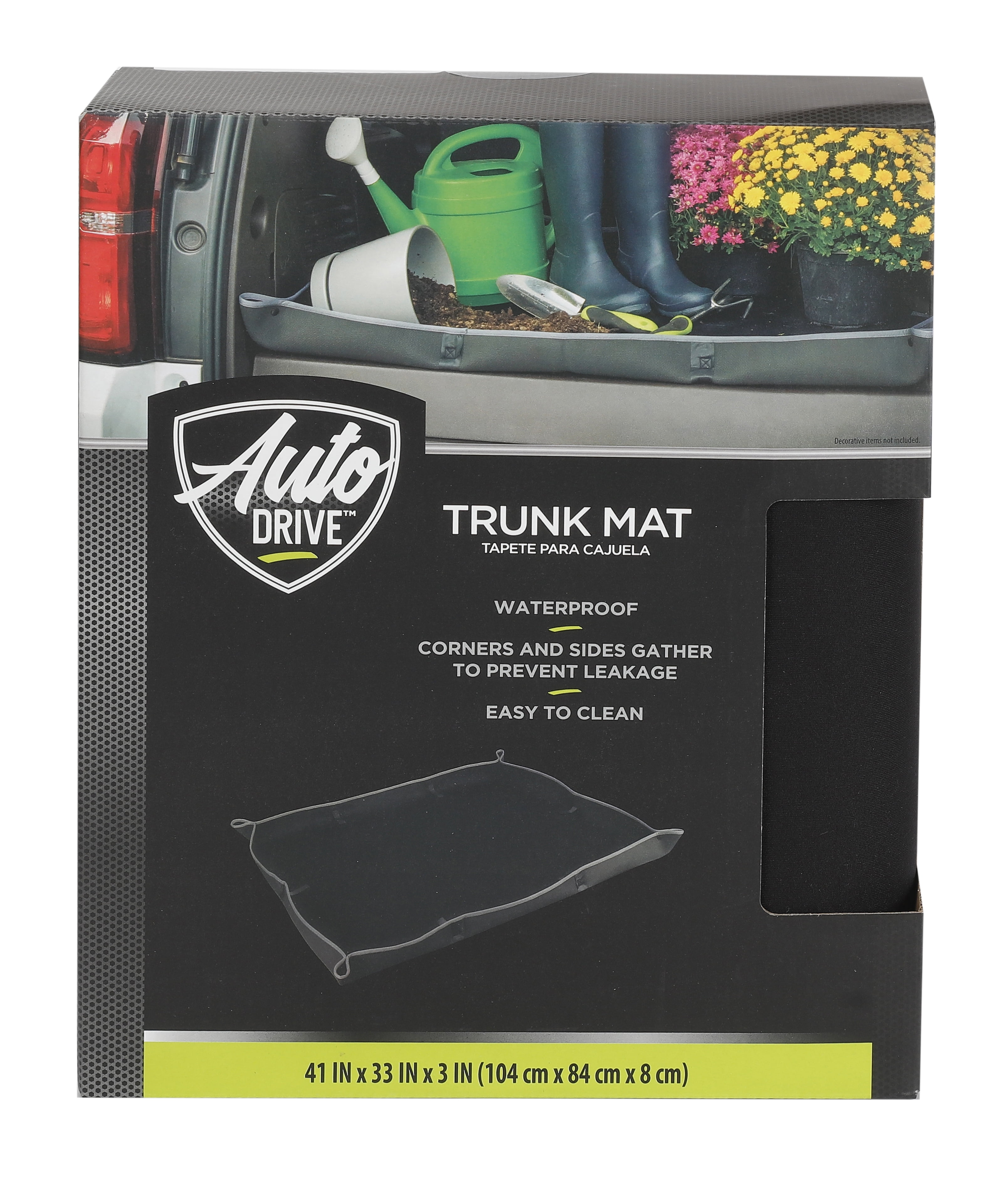 Auto Drive Waterproof Trunk Mat, Spill Protection, Black, for Car Interior, Model 7834