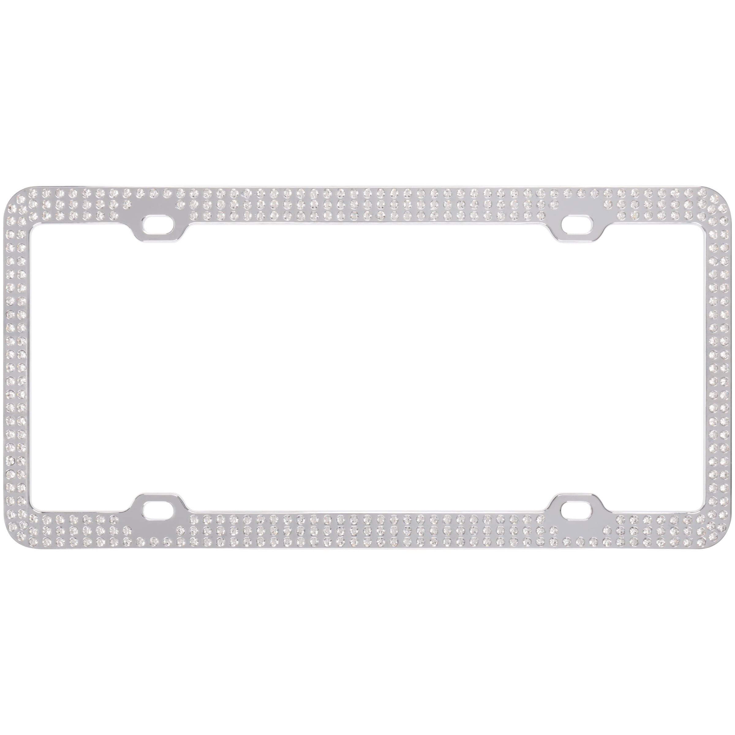 Auto Drive White Crystals License Plate Frame