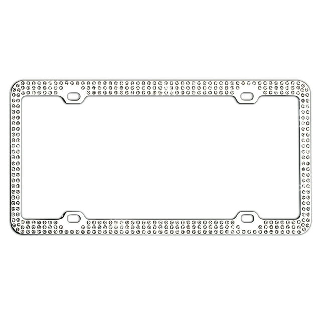 Auto Drive White Crystals License Plate Frame