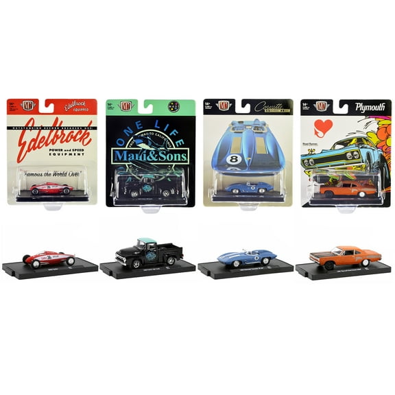 "Auto-Drivers" Set of 4 pieces in Blister Packs Release 97 Limited Edition to 9600 pieces 1/64 Diecast Model Cars by M2 Machines