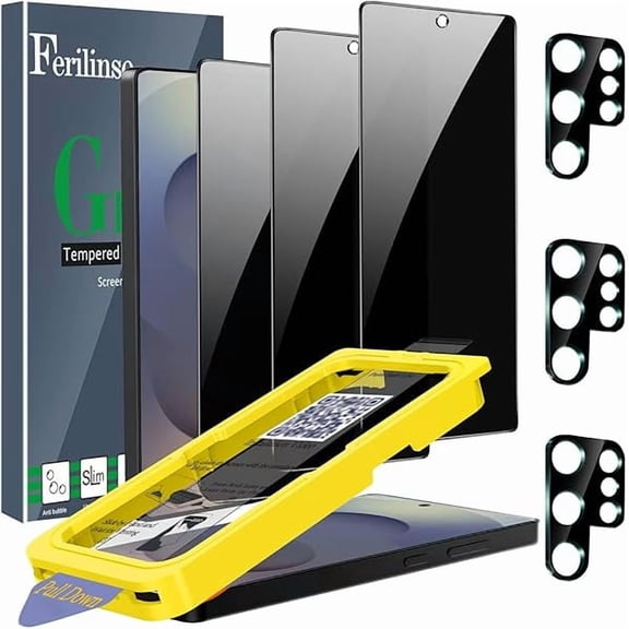 [Auto Dust Install] 3 Pack Privacy Screen Protector for Samsung Galaxy S25 Ultra [Phone Case fit], 3 Tempered Glass Camera Lens Accessories for Samsung S25 Ultra