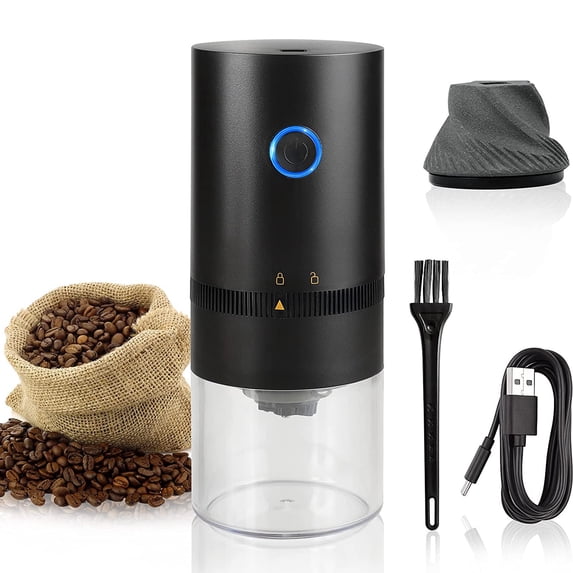 Auto Electric Coffee Grinder, Portable Coffee Bean Grinder with Multiple Grinding Settings Automatic Conical Burr Grinder for Espresso, USB Rechargeable, Black, COOSERRY