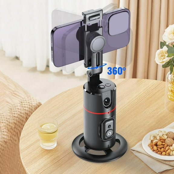 Auto Face Tracking 360 Rotating Phone Stand with Remote Control, Camera Stabilizer, Black