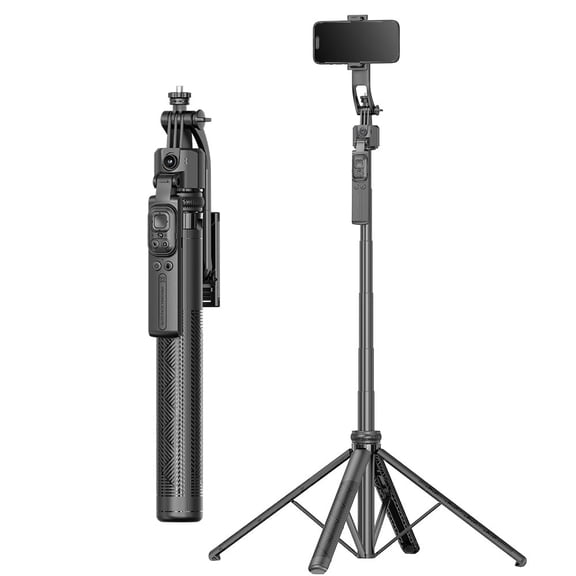 Auto Face Tracking 4Leg Stand Selfie Stick with Detachable Phone Stand 64'' Selfie Stick Tripod Holder 360° Rotation for iPhone/Android Smartphone Stand with Remote Control for Filming Streaming Vlog