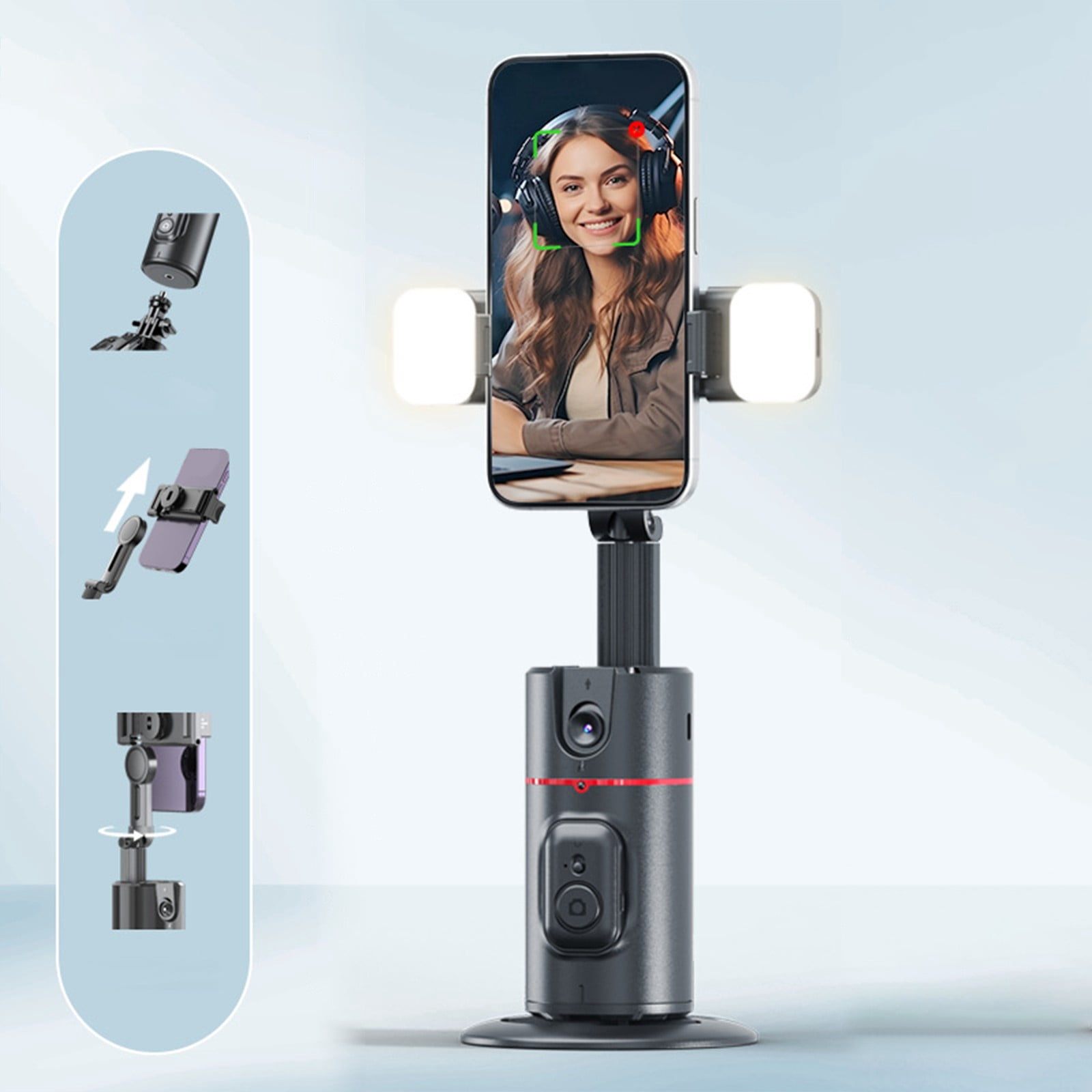 360 Rotating Phone Stand Phone Gimbal Auto Face Tracking Tripod, No App ...