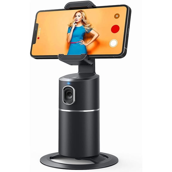 Auto Face Tracking Phone Holder, No App Required, 360 Rotation Body Tripod Smart Shooting Camera Mount for Live Vlog Streaming Video, Rechargeable Battery-Black