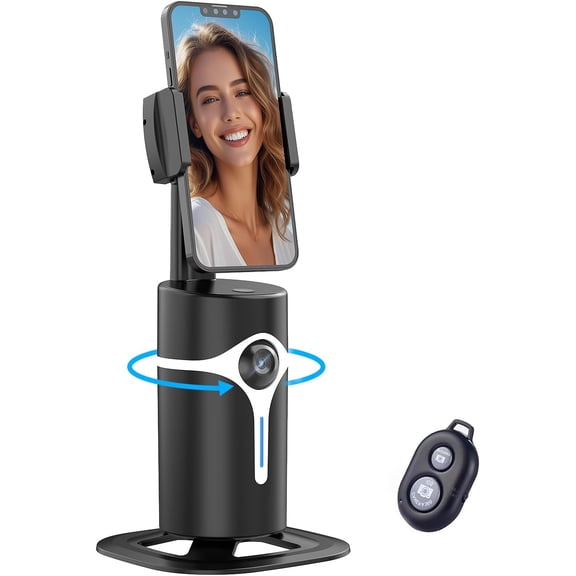 Auto Face Tracking Tripod, 360    Rotating Phone Stand with AI Gesture Control & Bluetooth Remote, No App Needed, 1100mAh Rechargeable Battery, for iPhone Android, for Live Streaming/TikTok/Vlogging