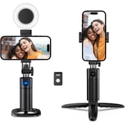Auto Face Tracking Tripod 360 Rotation iPhone Desk Stand. Cell Phone Photo Vlogging Kit with Remote & Gesture Control. Rechargeable Smart Shooting Selfie Fill Light Stand for Live Record No App