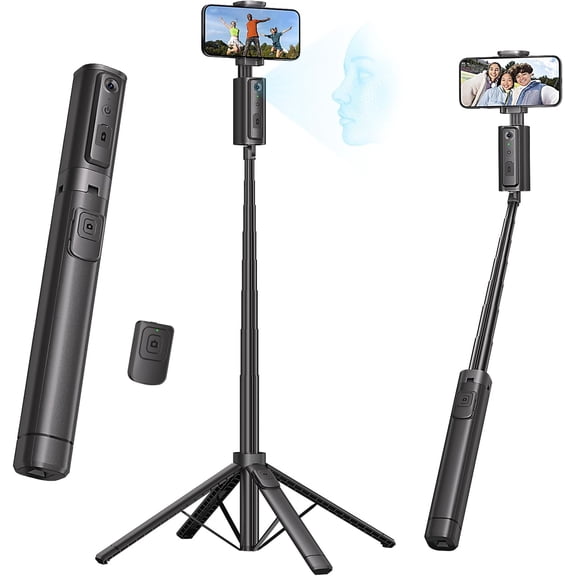 Auto Face Tracking Tripod,67''Phone Tripod for iPhone,360 Rotation Follows Your Movement,Bluetooth Remote,Phone Holder Vlog,Live Streaming, Video Call,Content Creators.