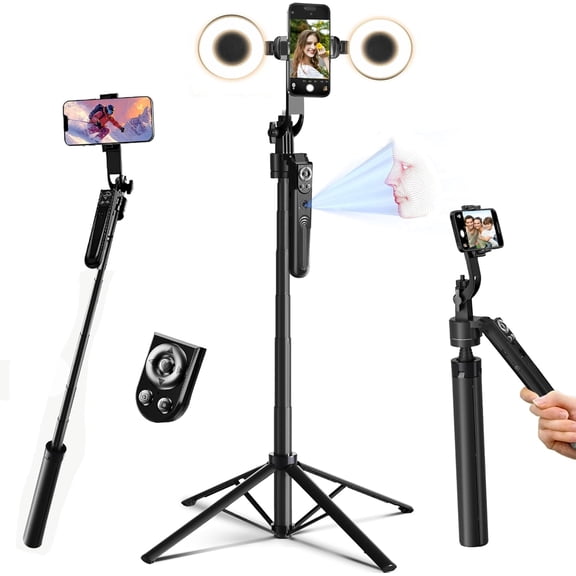 Auto Face Tracking Tripod for iPhone with Light 70.9 Selfie Stick Stand Follows Your Movement 360Phone Camera Wireless Remote Content Creator Vlog Live Stream Video Recording