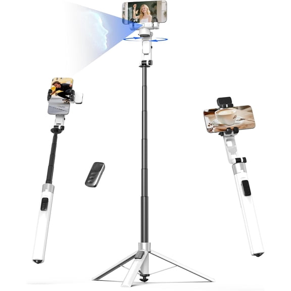 Auto Face Tracking Tripod for iPhone with Light 70.9 Selfie Stick Tripod Stand Follows Your Movement 360Gimbal Stabilizer with Wireless Remote for Content Creator Vlog Live Stream Video Recording