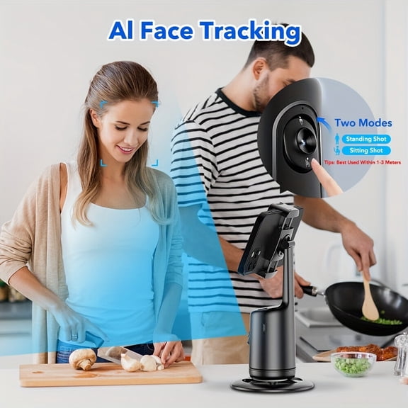 Auto Face Tracking Tripod with 360 Rotation AI Auto Tracking Phone Holder Stand