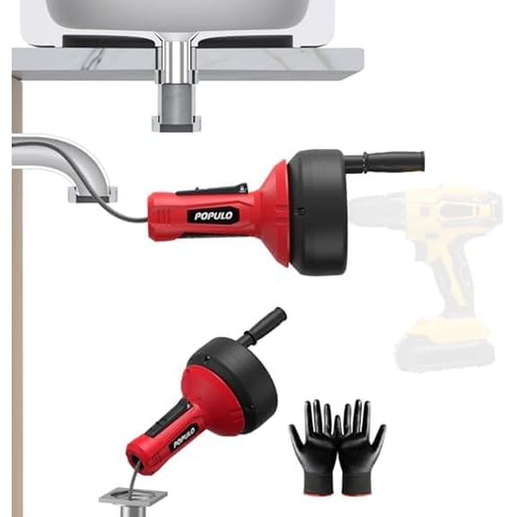 Auto-Feed 17FT Drain Snake Auger, Plumbing Snake Drain Auger with Drill Adapter, Sink Snake Drain Hair Remover for Kitchen, Bathroom and Shower Sink, PMDA-5$$Tools & Hardware Other