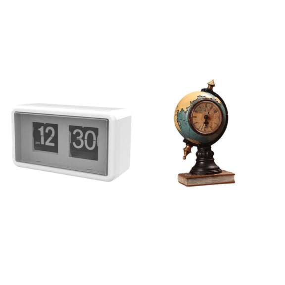 Auto Flip Clock Globe Figurine Silent Operation PP Material Bedroom Office Hotel Desk Decoration