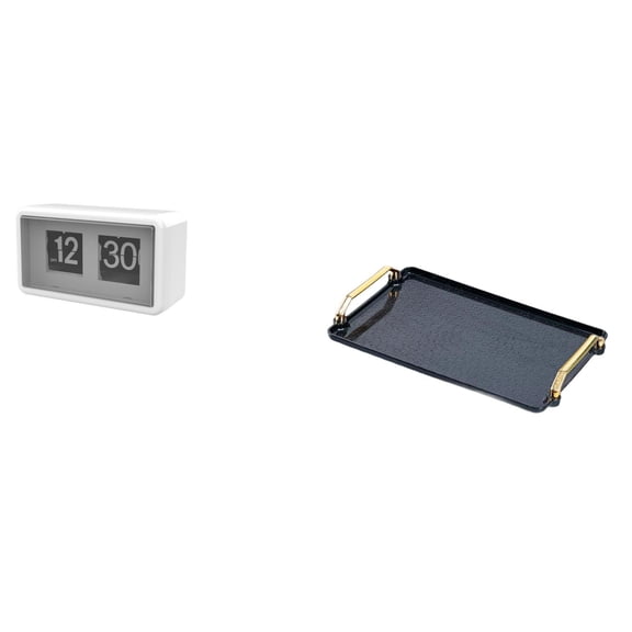 Auto Flip Clock Serving Tray Organizer Set with PP Material Large Display for Dorm School Dining Table Cafe Home