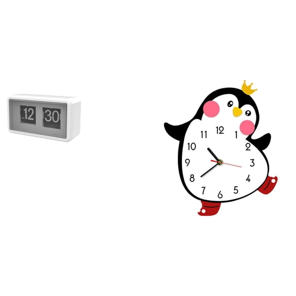 Auto Flip Clock Wall Clock Desk Clock PP Wood Material Large Display for Home Office Bedroom Living Room