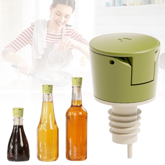 Auto Flip Olive Oil Dispenser Spout - Leak-Proof Bottle Stopper with 75° Opening Angle, ABS & Silicone Construction, Available in Beige, Yellow & Green for Olive Oil, Vinegar & Liquor Bottles