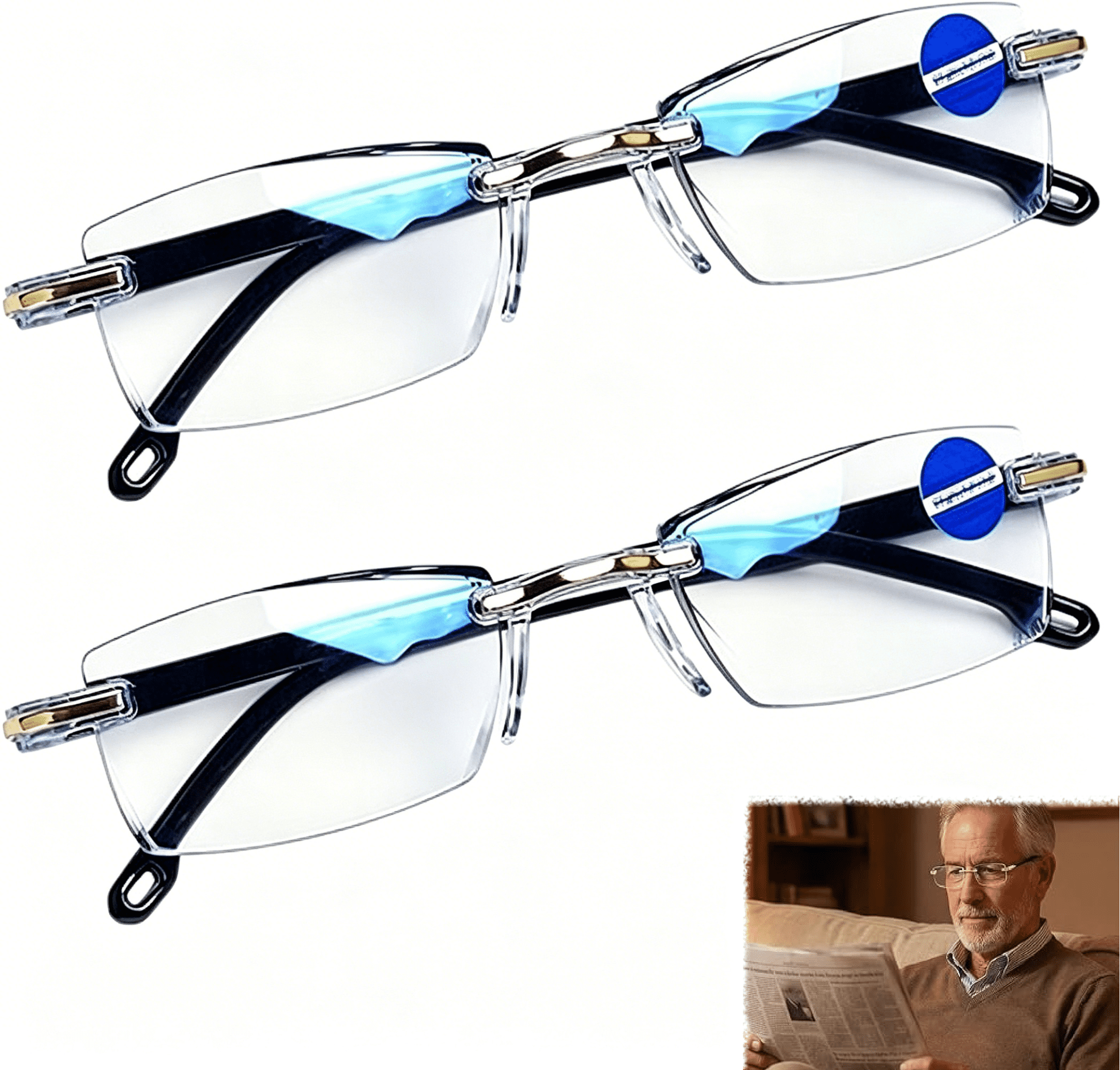 Auto Focus Glasses – Self Adjusting Blue Dual Focus Eyeglasses for ...