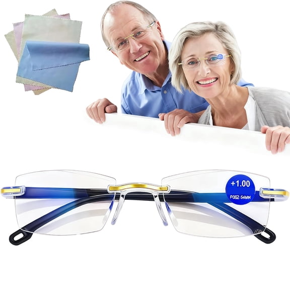 Auto Focus Glasses Self Adjusting, Blue Light Blocking Reading Glasses, Ultra-Light Frameless Eyeglasses for Men Women