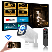 [Auto Focus] Magcubic Mini Projector Native 1080P & 8K Support with WiFi 6 & BT5.4, 330 ANSI Brightness, 5W Speaker, Built in Apps, Voice Control, Portable Home&Outdoor Movie Projector HY310